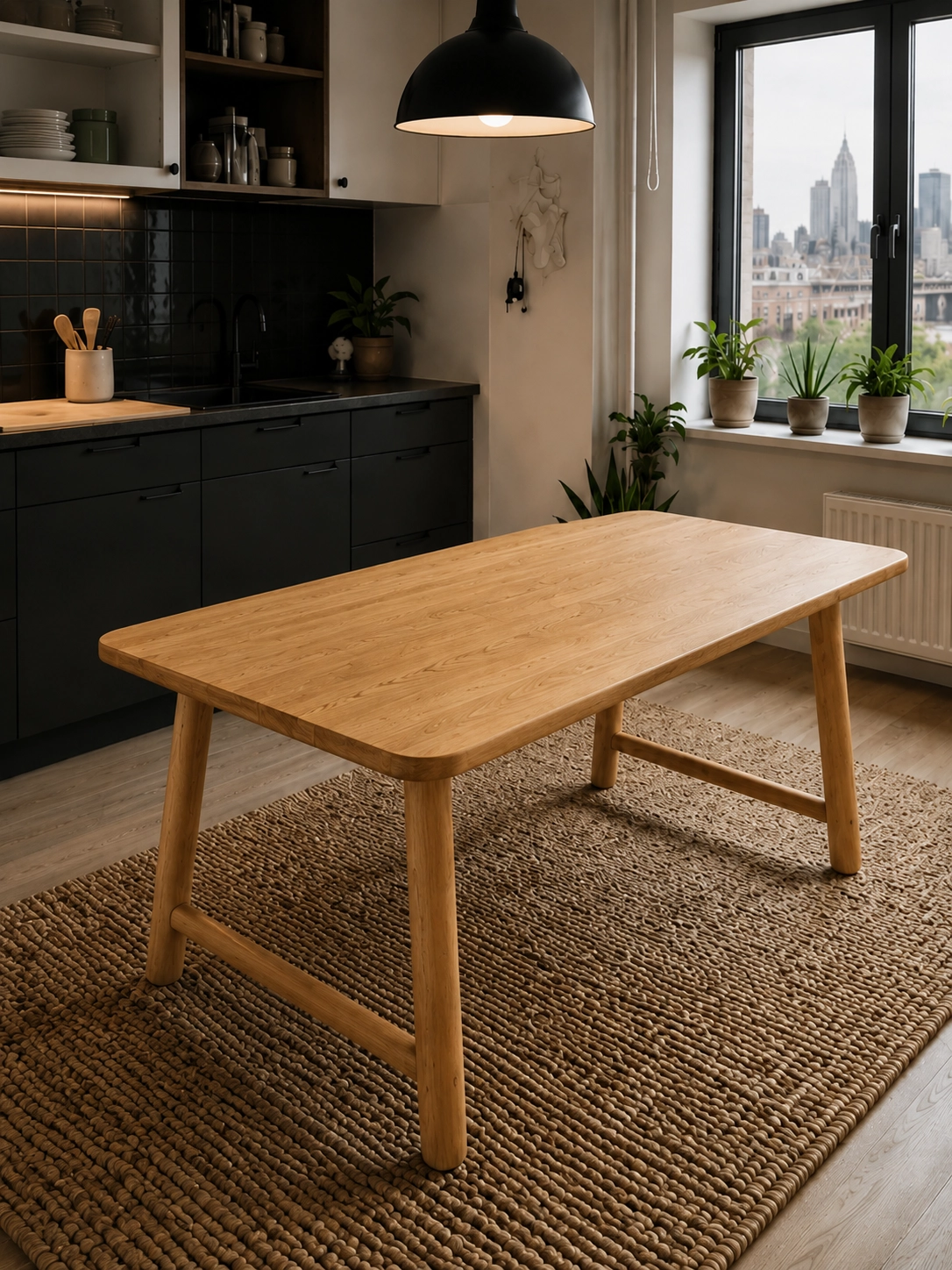 Meşe Gerçek Ağaç Yemek & Toplantı Masası – 90x70cm masif doğal ahşap ürün görseli