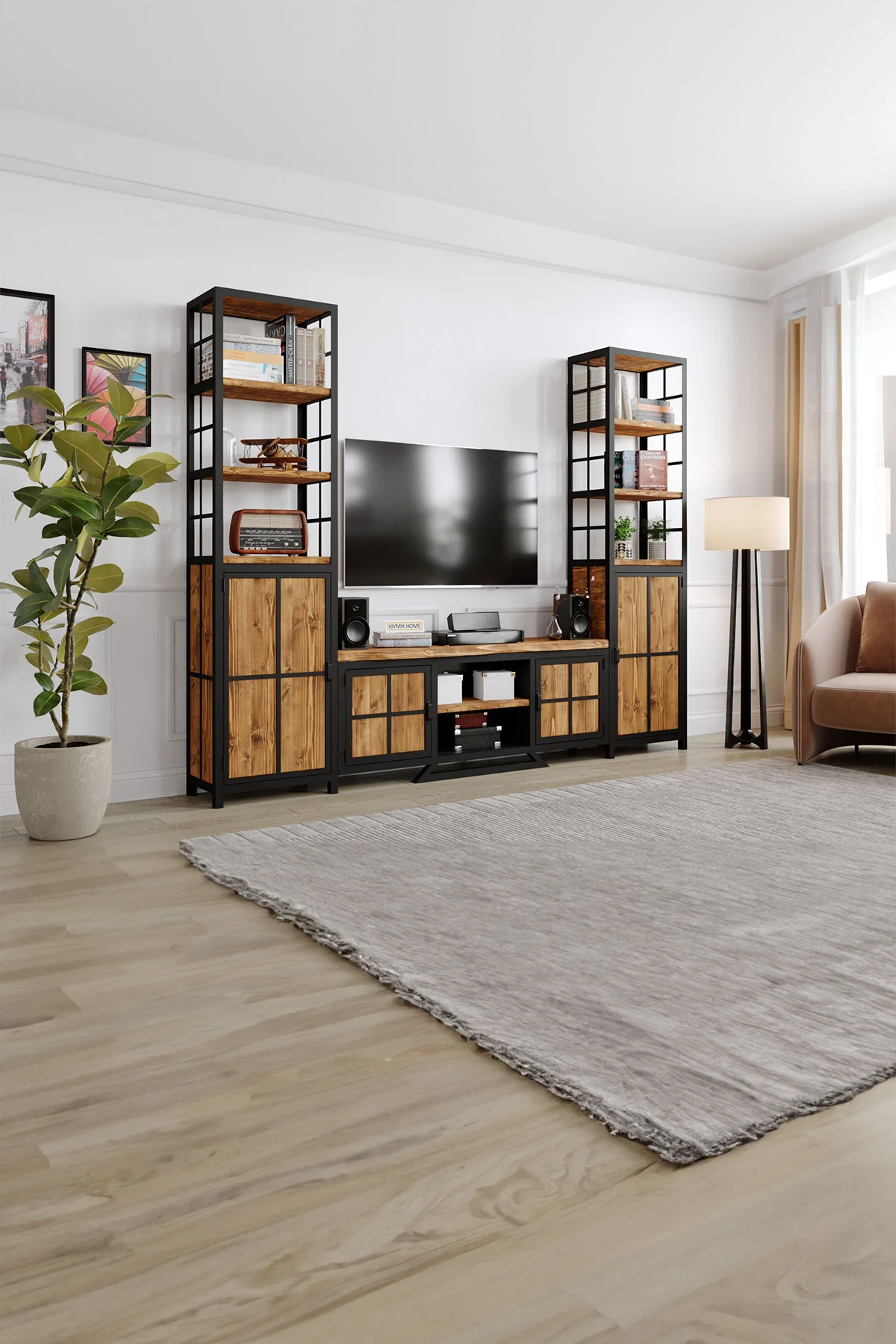 Aster Tv Ünitesi – %100 Gerçek Ağaç, Uzun Ömürlü Kullanım, Kişiye Özel Üretim - Köknar Ağacı masif doğal ahşap ürün görseli