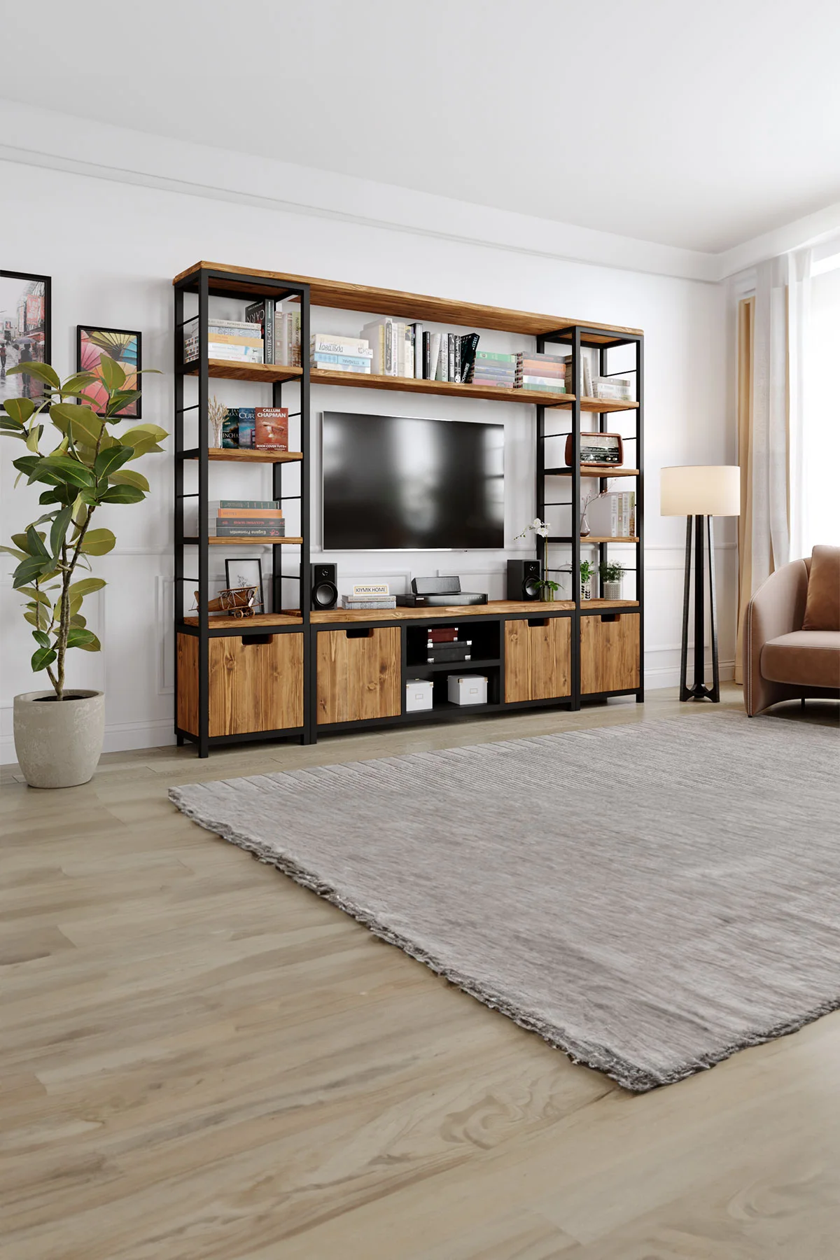 Lotus v2 Tv Ünitesi – %100 Gerçek Ağaç, Uzun Ömürlü Kullanım, Kişiye Özel Üretim - Köknar Ağacı masif doğal ahşap ürün görseli