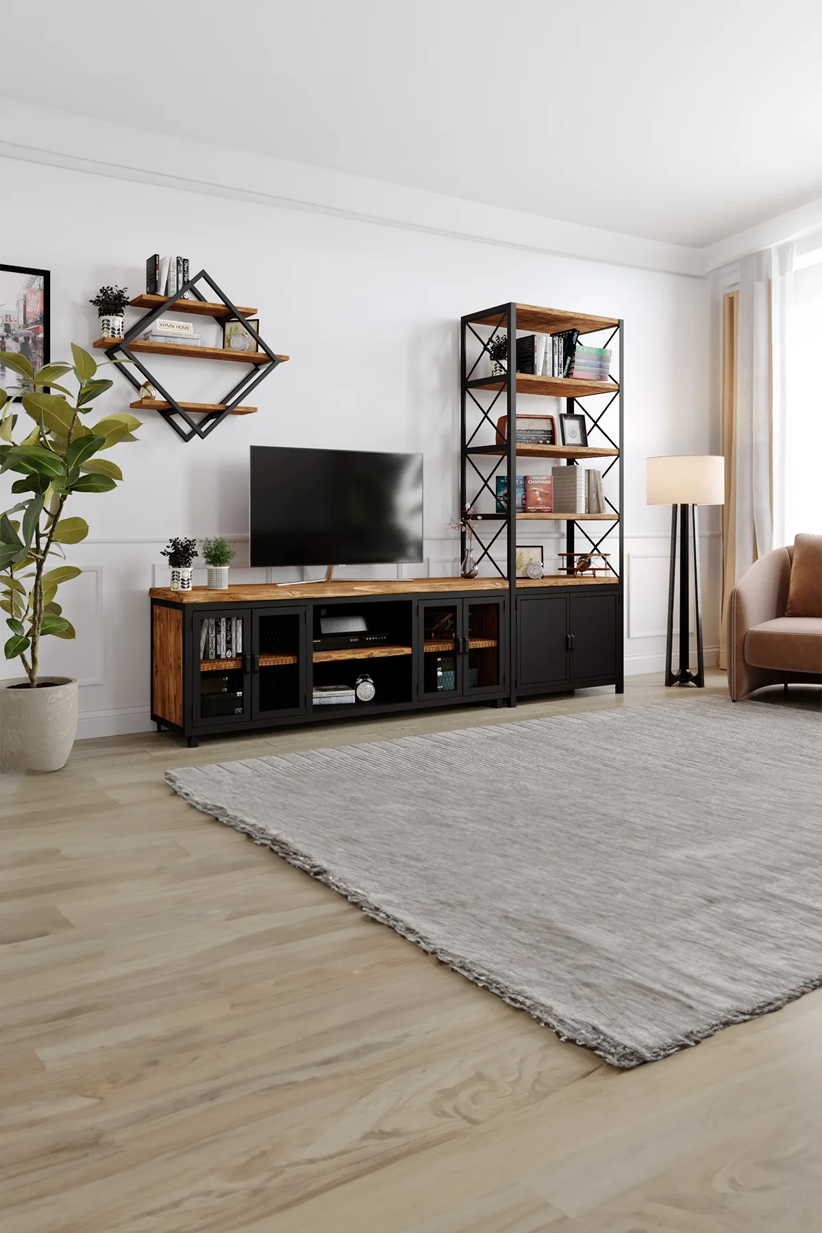Begonya v2 Tv Ünitesi – %100 Gerçek Ağaç, Uzun Ömürlü Kullanım, Kişiye Özel Üretim - Köknar Ağacı masif doğal ahşap ürün görseli