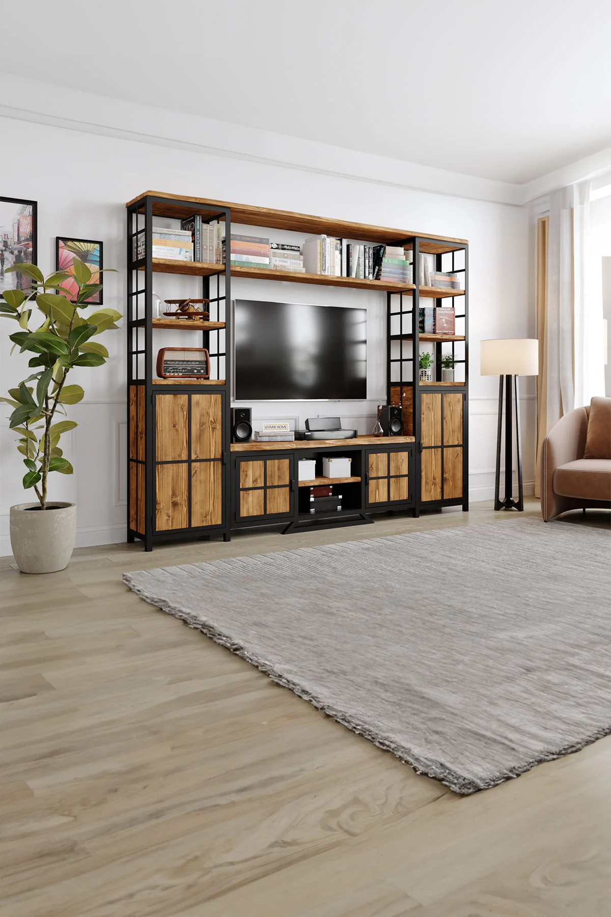 Aster v2 Tv Ünitesi – %100 Gerçek Ağaç, Uzun Ömürlü Kullanım, Kişiye Özel Üretim - Köknar Ağacı masif doğal ahşap ürün görseli