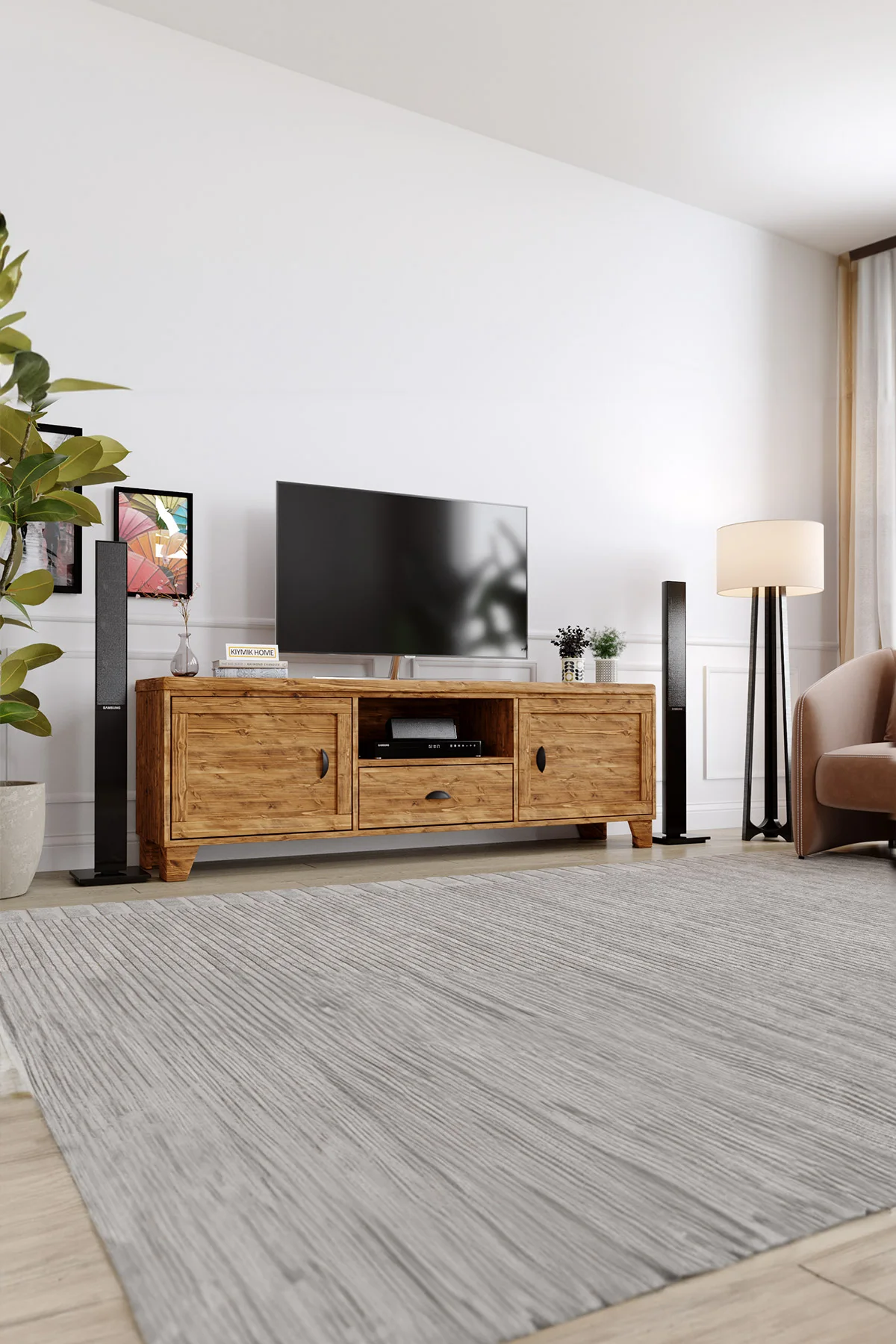 Lavanta Tv Ünitesi – %100 Gerçek Ağaç, Uzun Ömürlü Kullanım, Kişiye Özel Üretim - Köknar Ağacı masif doğal ahşap ürün görseli