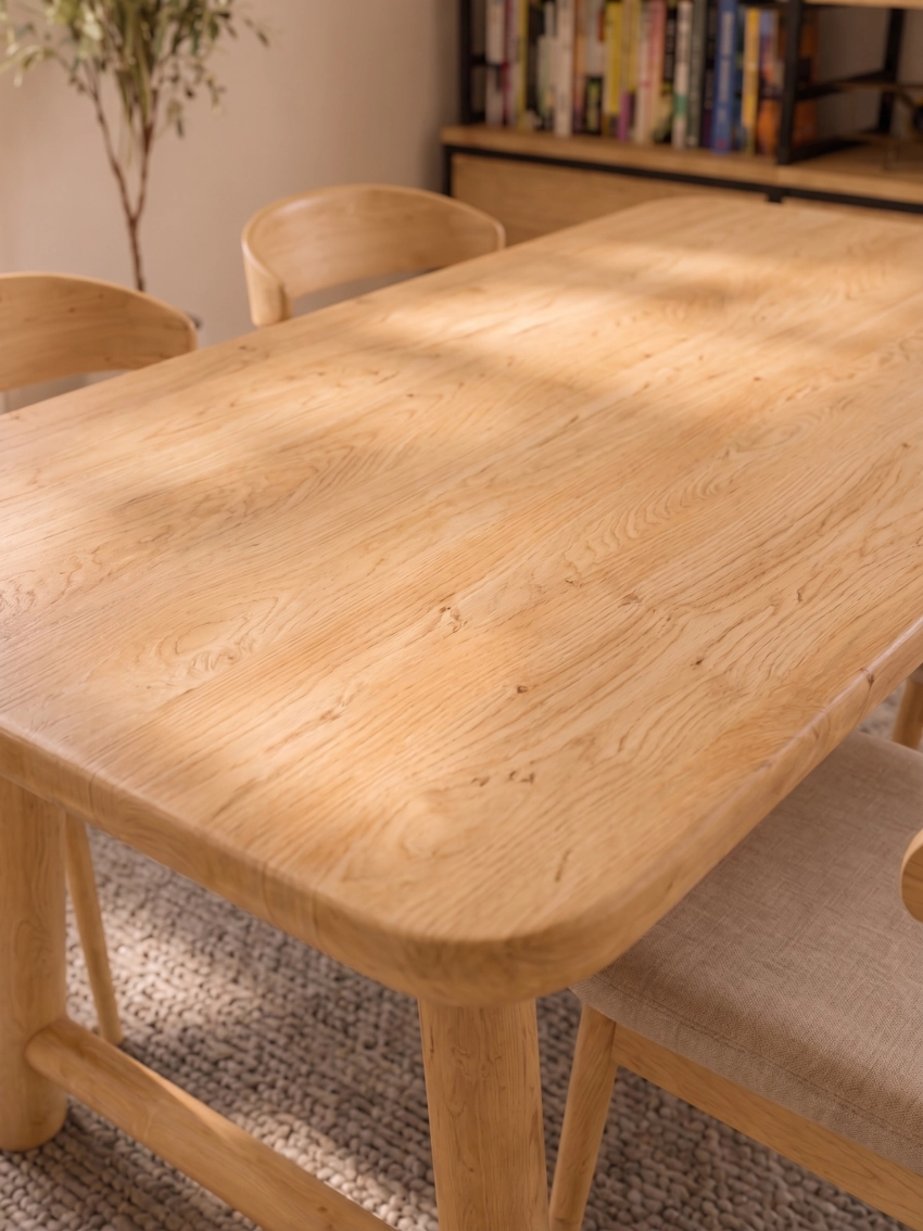Kestane Gerçek Ağaç Yemek & Toplantı Masası – %100 Gerçek Ağaç, Ahşap Ayaklı, Kişiye Özel Üretim - 100x70cm Masa • Benç İstemiyorum • 1036 Ayak • Düz Kenar detay görseli