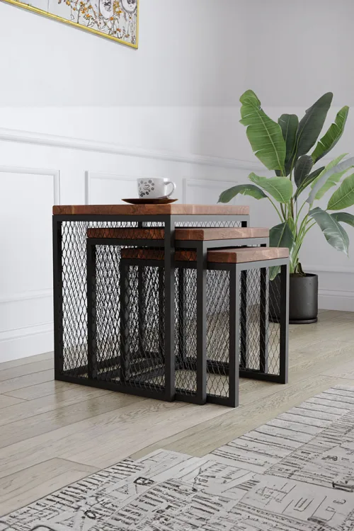 4001 Zigon Sehpa – %100 Gerçek Ağaç, Uzun Ömürlü Kullanım, Kişiye Özel Üretim - Ceviz Ağacı detay görseli