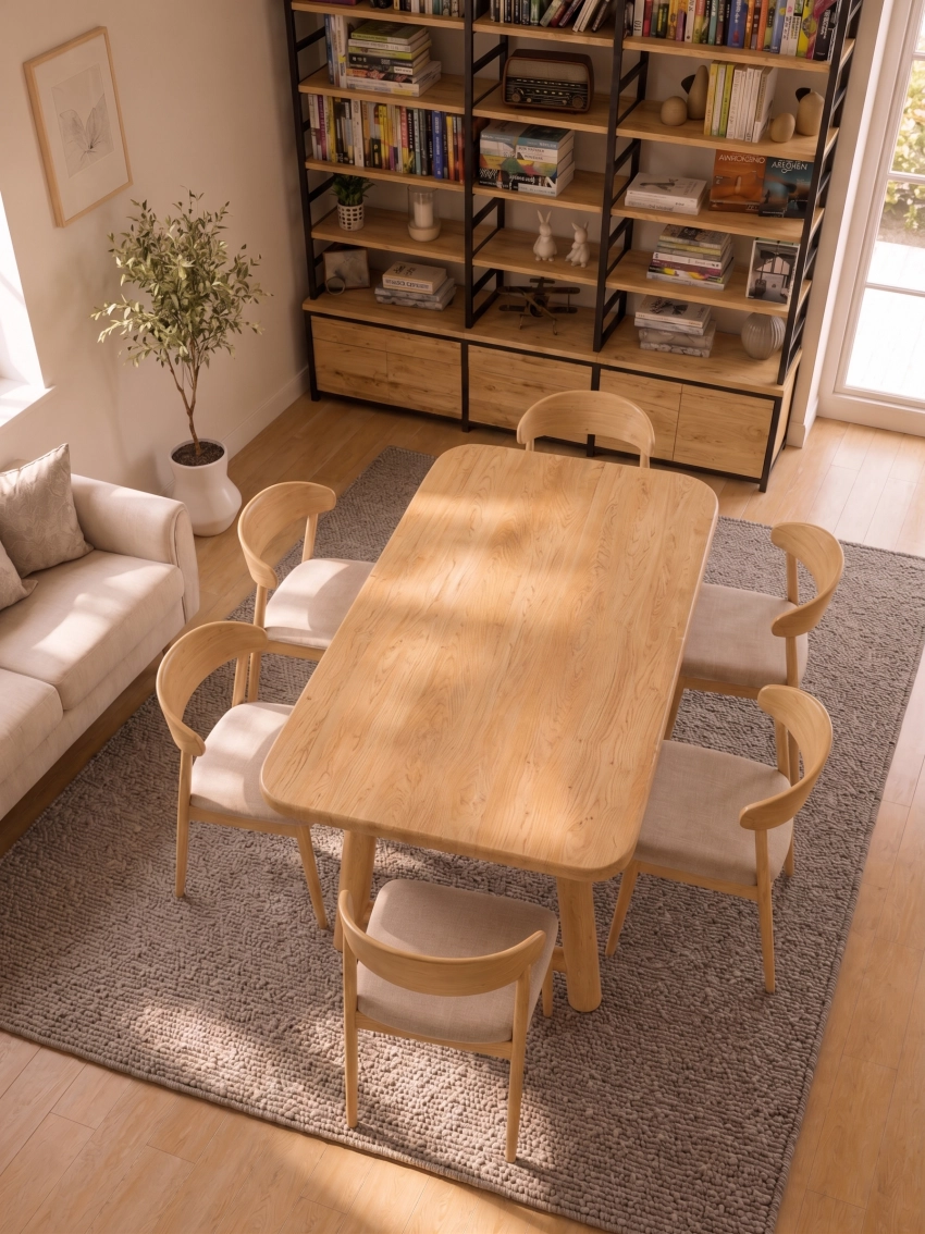 Kestane Gerçek Ağaç Yemek & Toplantı Masası – %100 Gerçek Ağaç, Ahşap Ayaklı, Kişiye Özel Üretim - 100x70cm Masa • Benç İstemiyorum • 1036 Ayak • Düz Kenar detay görseli