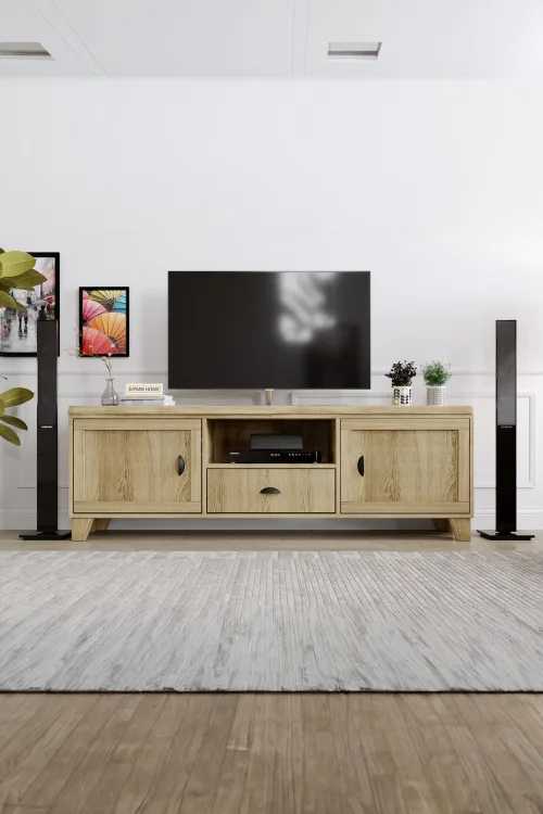 Köknar Ağacı Lavanta Tv Ünitesi – %100 Gerçek Ağaç, Uzun Ömürlü Kullanım, Kişiye Özel Üretim masif ahşap mobilya görseli