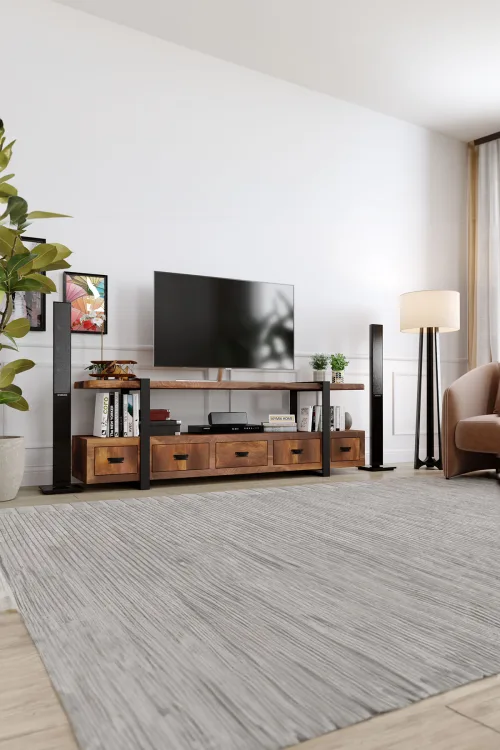 Kaktüs Tv Ünitesi – %100 Gerçek Ağaç, Uzun Ömürlü Kullanım, Kişiye Özel Üretim - Köknar Ağacı Ceviz Ağacı varyant görseli