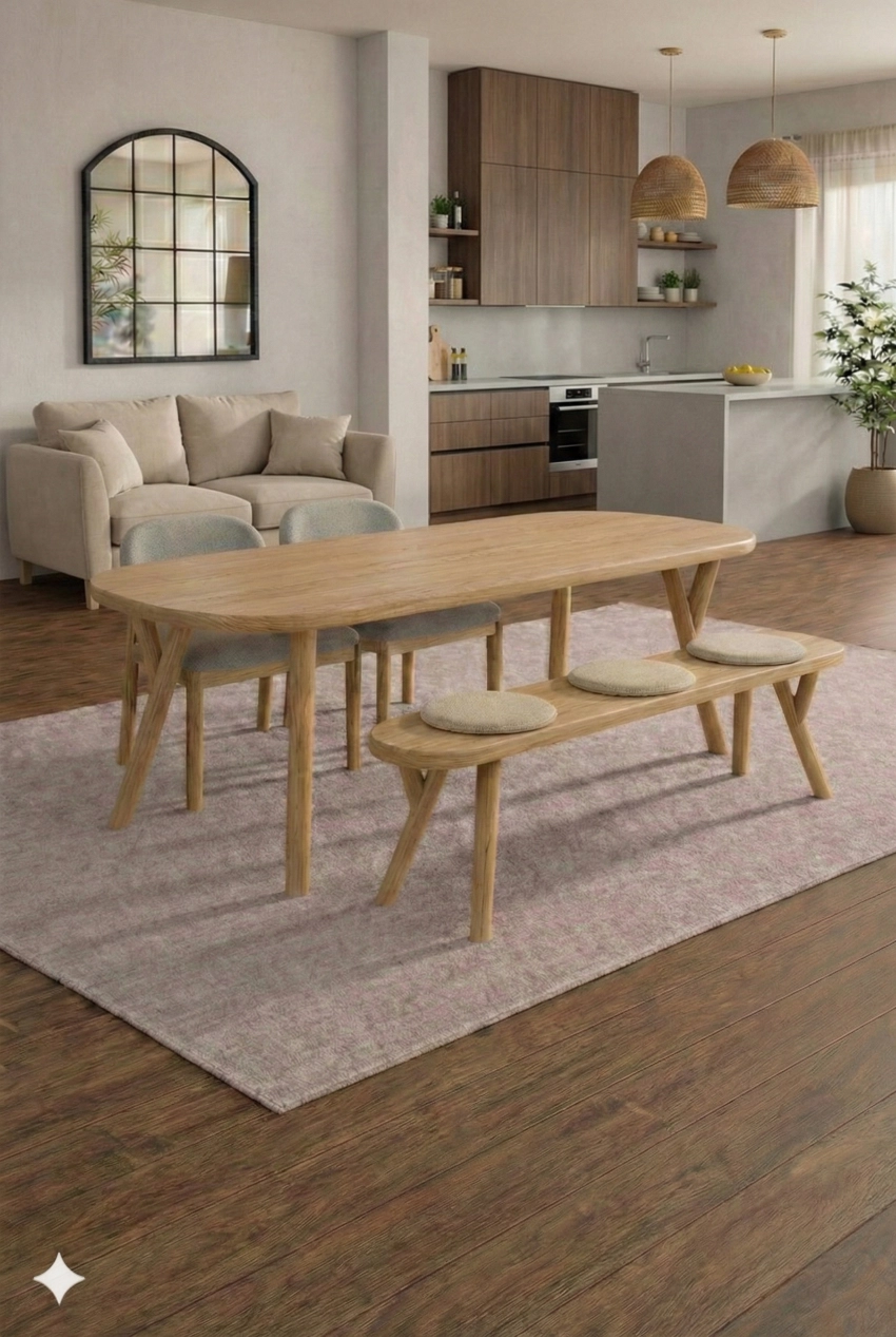 Meşe Gerçek Ağaç Yemek & Toplantı Masası – 90x70cm - Meşe Ağacı • 1036 Ayak • Düz Kenar Meşe Ağacı varyant görseli