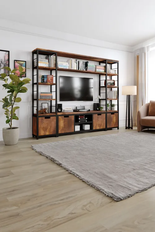 Lotus v2 Tv Ünitesi – %100 Gerçek Ağaç, Uzun Ömürlü Kullanım, Kişiye Özel Üretim - Köknar Ağacı Ceviz Ağacı varyant görseli