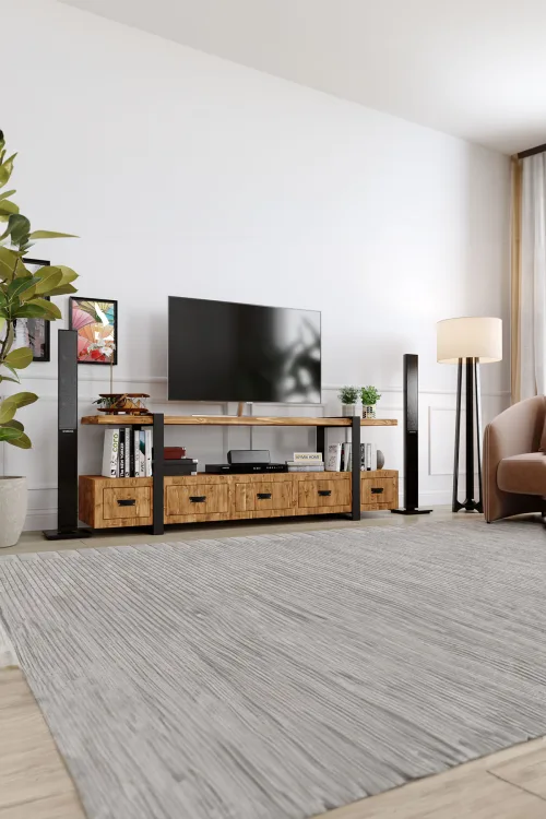Kaktüs Tv Ünitesi – %100 Gerçek Ağaç, Uzun Ömürlü Kullanım, Kişiye Özel Üretim - Köknar Ağacı Köknar Ağacı varyant görseli