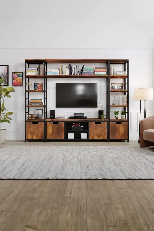 Köknar Ağacı Lotus v2 Tv Ünitesi – %100 Gerçek Ağaç, Uzun Ömürlü Kullanım, Kişiye Özel Üretim masif ahşap mobilya görseli