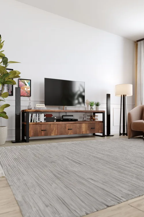 Sümbül Tv Ünitesi – %100 Gerçek Ağaç, Uzun Ömürlü Kullanım, Kişiye Özel Üretim - Köknar Ağacı Ceviz Ağacı varyant görseli