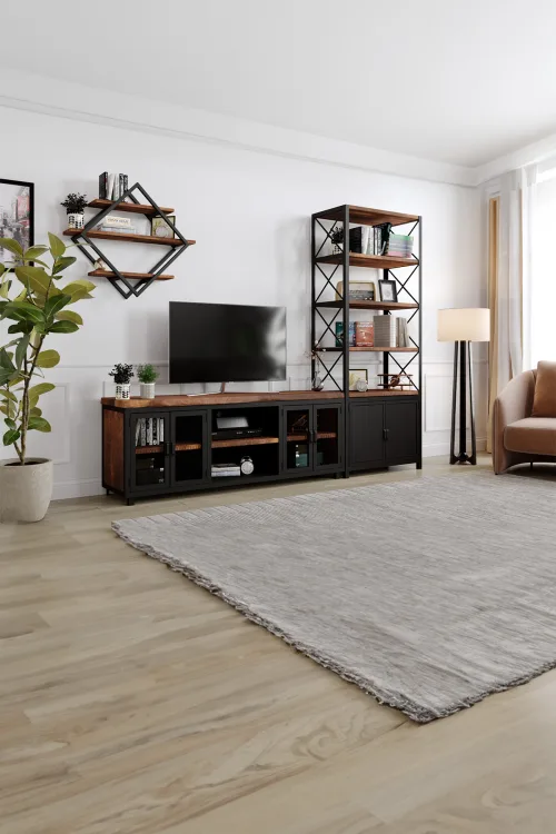 Begonya v2 Tv Ünitesi – %100 Gerçek Ağaç, Uzun Ömürlü Kullanım, Kişiye Özel Üretim - Köknar Ağacı Ceviz Ağacı varyant görseli