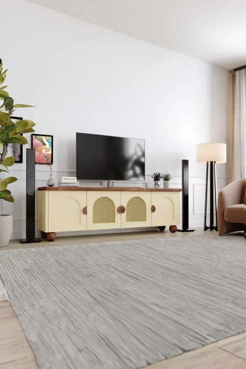 Bohem Tv Ünitesi – %100 Gerçek Ağaç, Uzun Ömürlü Kullanım, Kişiye Özel Üretim - Yeşil Krem varyant görseli