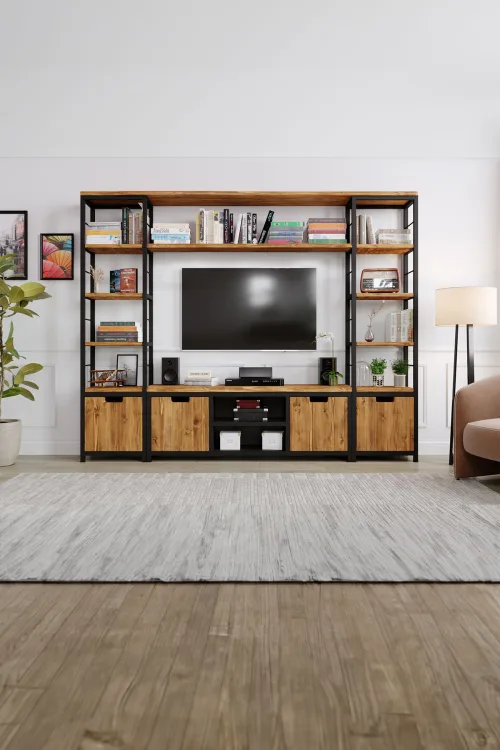 Lotus v2 Tv Ünitesi – %100 Gerçek Ağaç, Uzun Ömürlü Kullanım, Kişiye Özel Üretim - Köknar Ağacı detay görseli