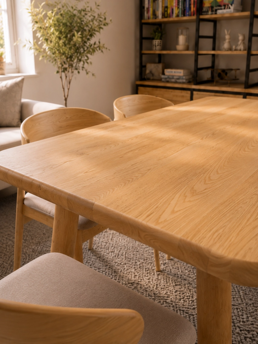 Kestane Gerçek Ağaç Yemek & Toplantı Masası – %100 Gerçek Ağaç, Ahşap Ayaklı, Kişiye Özel Üretim - 100x70cm Masa • Benç İstemiyorum • 1036 Ayak • Düz Kenar detay görseli