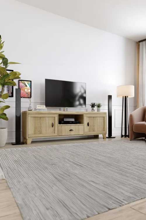 Lavanta Tv Ünitesi – %100 Gerçek Ağaç, Uzun Ömürlü Kullanım, Kişiye Özel Üretim - Köknar Ağacı Meşe Ağacı varyant görseli