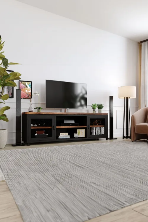 Zambak Tv Ünitesi – %100 Gerçek Ağaç, Uzun Ömürlü Kullanım, Kişiye Özel Üretim - Köknar Ağacı Ceviz Ağacı varyant görseli